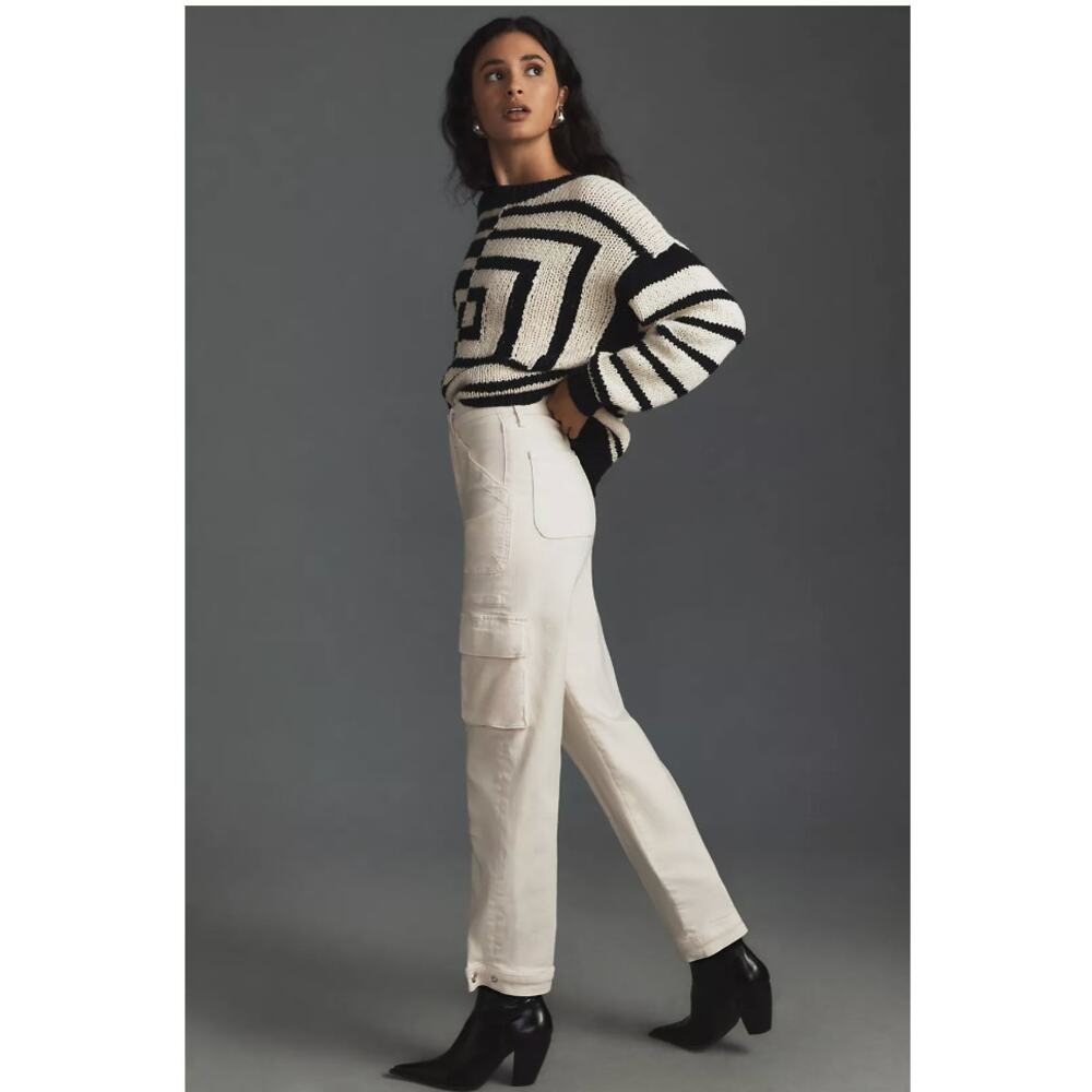 Mother The Curbside Cargo Flood Pants Eggnog 33 NWT Barrel Leg - Picture 4 of 12
